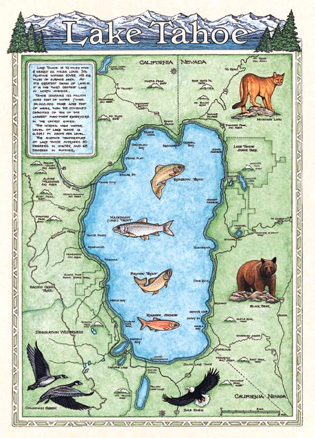 Hand-drawn Tahoe map